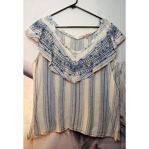 Democracy linen and rayon striped blouse